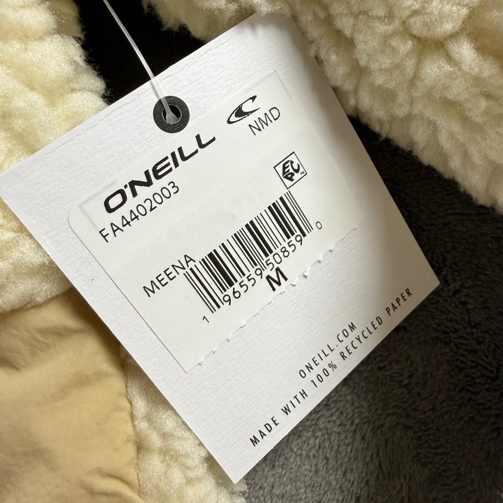 O'Neill Womens Sherpa Quilted Hooded Jacket Cream Tan Mixed Media Size M - Picture 10 of 10
